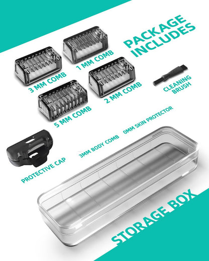 LSAUVWN Guard Combs Kit with Case for Philips Norelco OneBlade - 1/2/3/5mm Guide Combs, 0/3mm Body Comb and Protective Cap