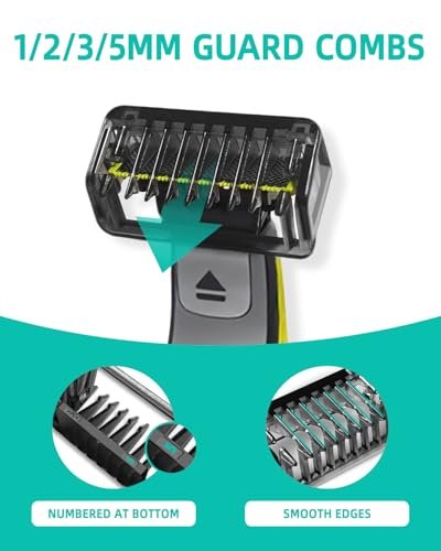 LSAUVWN Guard Combs Kit with Case for Philips Norelco OneBlade - 1/2/3/5mm Guide Combs, 0/3mm Body Comb and Protective Cap - görsel 9