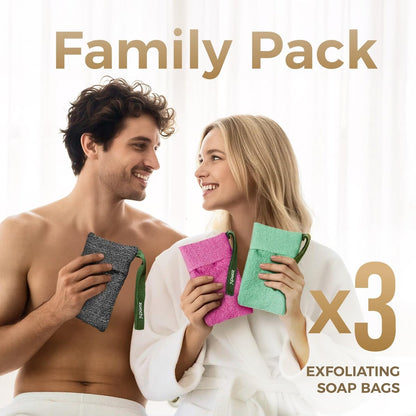 ZOMCHI 3 Pack Exfoliating Soap Bag - Body Scrubber Sponge and Soap Saver for Bar Soap | Deep Exfoliation with Nylon Mesh Avelisse