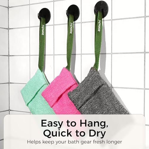 ZOMCHI 3 Pack Exfoliating Soap Bag - Body Scrubber Sponge and Soap Saver for Bar Soap | Deep Exfoliation with Nylon Mesh Avelisse