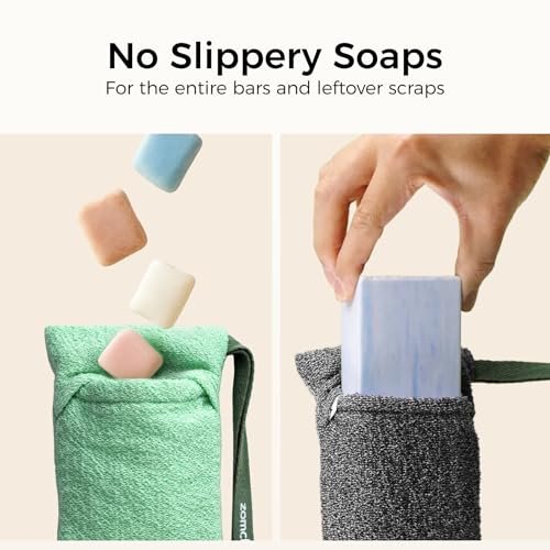 ZOMCHI 3 Pack Exfoliating Soap Bag - Body Scrubber Sponge and Soap Saver for Bar Soap | Deep Exfoliation with Nylon Mesh Avelisse
