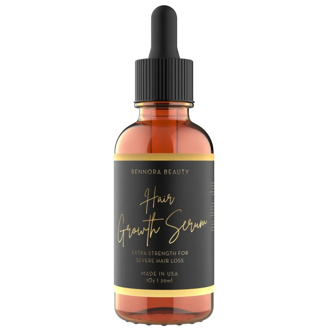 Rennora Extra-Strength Hair Growth Serum with Organic Herbs and Natural Vitamins, Rosemary Oil, Castor Oil, Black Seed, Amla, and Ginseng, No Chemicals, Formulated for Fast Hair Regrowth Avelisse