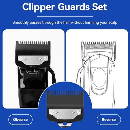 Replacement 1/2 Wahl Clipper Guards Set – 1.5mm Metal Hair Clipper Guards for Professional Barbers, 2 Pack with Brush