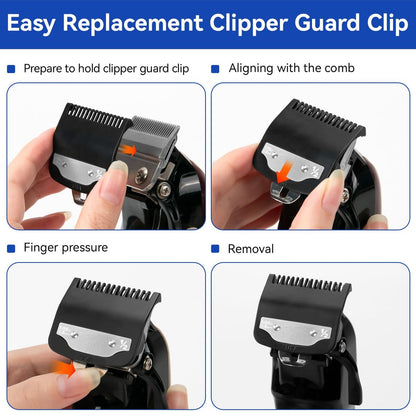 Replacement 1/2 Wahl Clipper Guards Set – 1.5mm Metal Hair Clipper Guards for Professional Barbers, 2 Pack with Brush