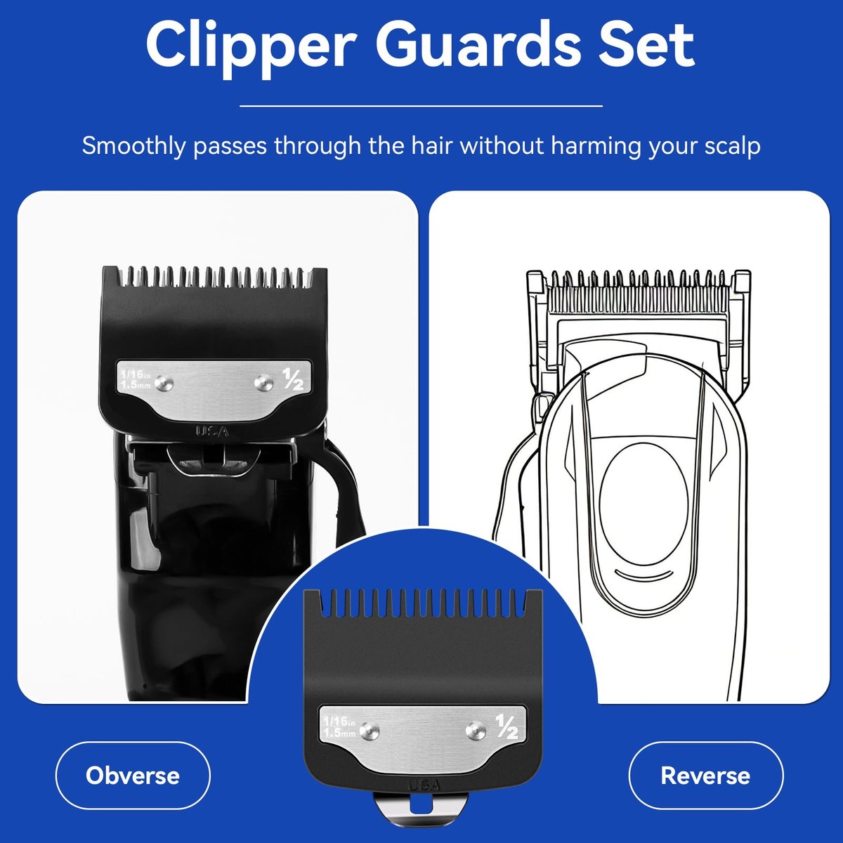Replacement 1/2 Wahl Clipper Guards Set – 1.5mm Metal Hair Clipper Guards for Professional Barbers, 2 Pack with Brush - görsel 9