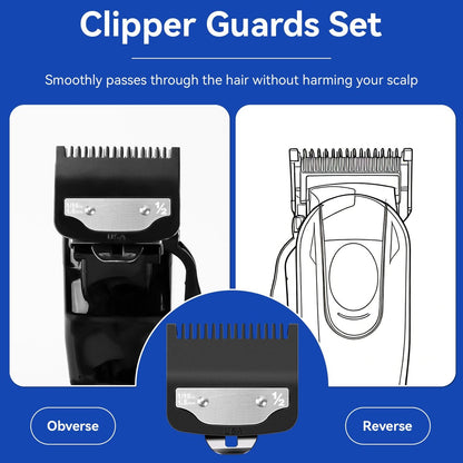 Replacement 1/2 Wahl Clipper Guards Set – 1.5mm Metal Hair Clipper Guards for Professional Barbers, 2 Pack with Brush