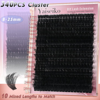 Full Volume Lash Clusters 300D 8-25mm Thick Cluster Eyelash Extensions 340Pcs Wispy 3D Individual Lashes Waterproof Mega Eyelash Clusters Soft False Lashes Big Pack, by Yaiseiko Avelisse