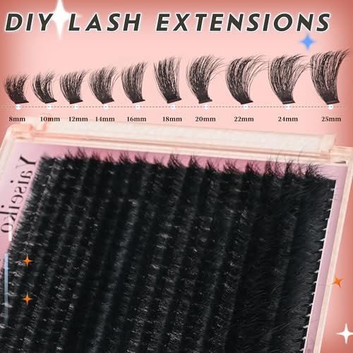 Full Volume Lash Clusters 300D 8-25mm Thick Cluster Eyelash Extensions 340Pcs Wispy 3D Individual Lashes Waterproof Mega Eyelash Clusters Soft False Lashes Big Pack, by Yaiseiko Avelisse