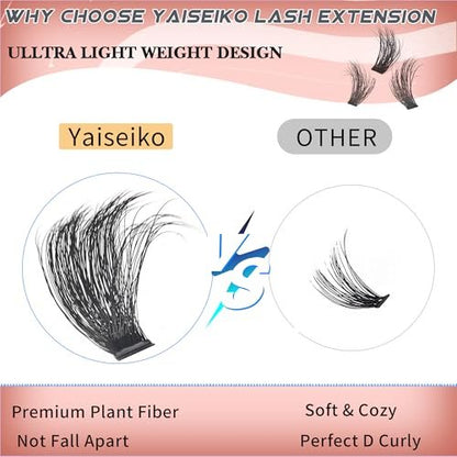 Full Volume Lash Clusters 300D 8-25mm Thick Cluster Eyelash Extensions 340Pcs Wispy 3D Individual Lashes Waterproof Mega Eyelash Clusters Soft False Lashes Big Pack, by Yaiseiko Avelisse