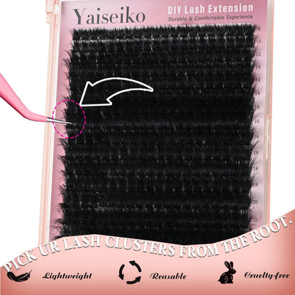 Full Volume Lash Clusters 300D 8-25mm Thick Cluster Eyelash Extensions 340Pcs Wispy 3D Individual Lashes Waterproof Mega Eyelash Clusters Soft False Lashes Big Pack, by Yaiseiko Avelisse