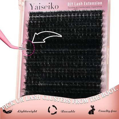 Full Volume Lash Clusters 300D 8-25mm Thick Cluster Eyelash Extensions 340Pcs Wispy 3D Individual Lashes Waterproof Mega Eyelash Clusters Soft False Lashes Big Pack, by Yaiseiko Avelisse