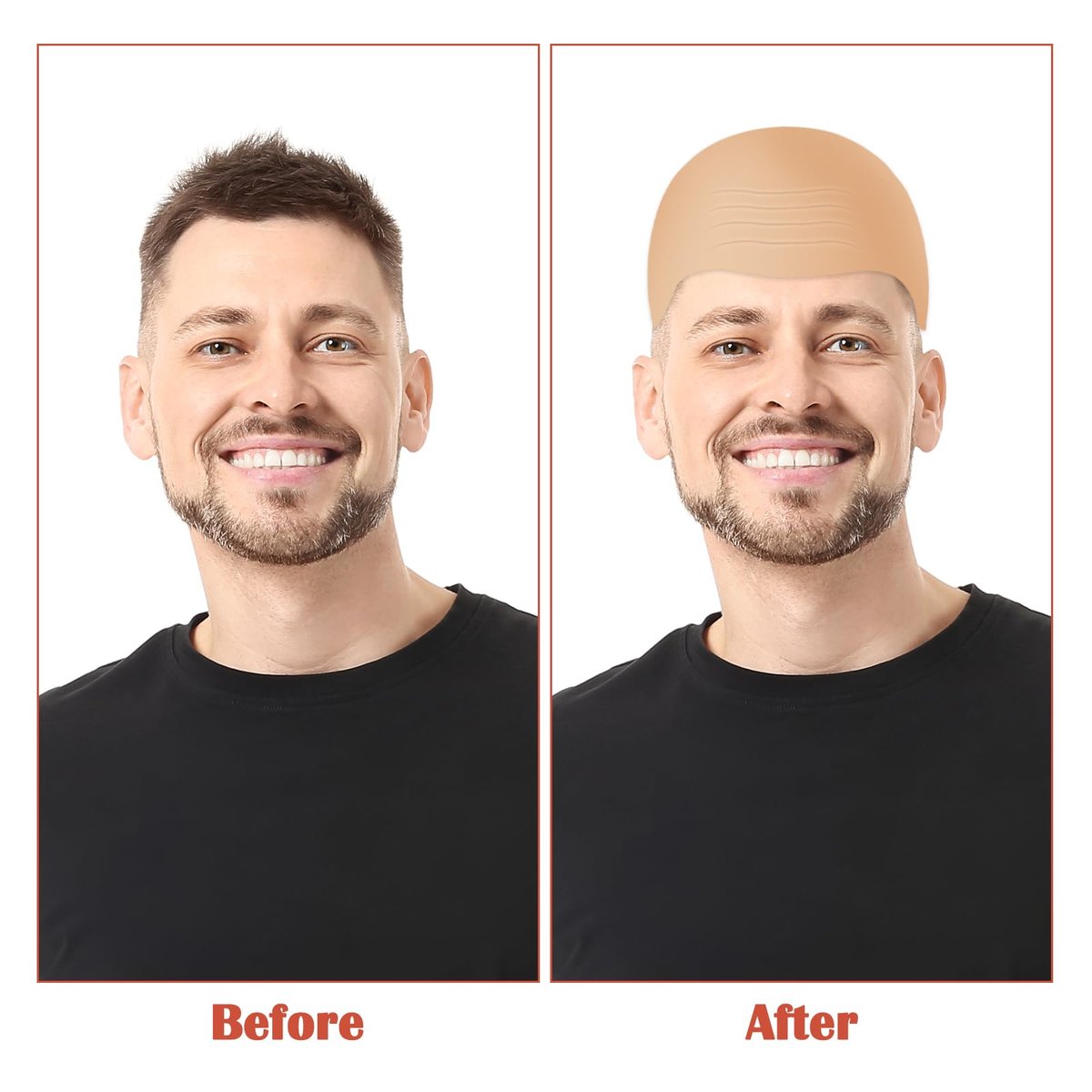 LLMSIX Latex Bald Cap with Nylon Wig Caps Set for Adults – Skin Color Bald Cap Costume for Women, Men, Halloween, Christmas, Party, Cosplay Avelisse