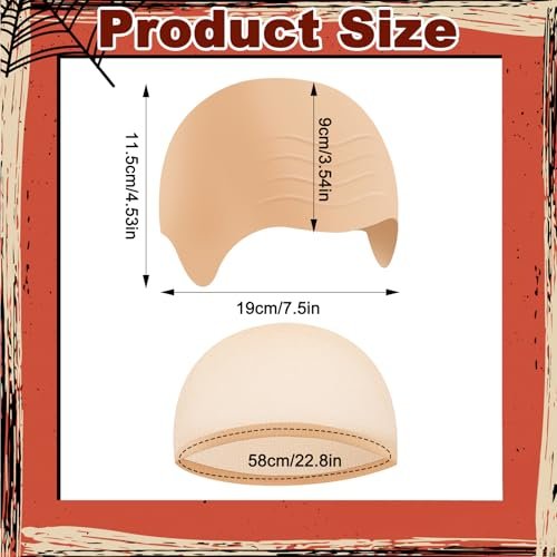 LLMSIX Latex Bald Cap with Nylon Wig Caps Set for Adults – Skin Color Bald Cap Costume for Women, Men, Halloween, Christmas, Party, Cosplay Avelisse