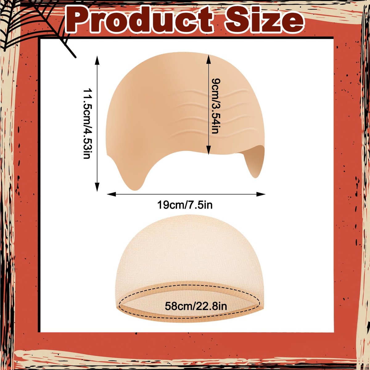 LLMSIX Latex Bald Cap with Nylon Wig Caps Set for Adults – Skin Color Bald Cap Costume for Women, Men, Halloween, Christmas, Party, Cosplay Avelisse
