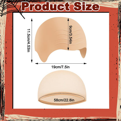 LLMSIX Latex Bald Cap with Nylon Wig Caps Set for Adults – Skin Color Bald Cap Costume for Women, Men, Halloween, Christmas, Party, Cosplay Avelisse