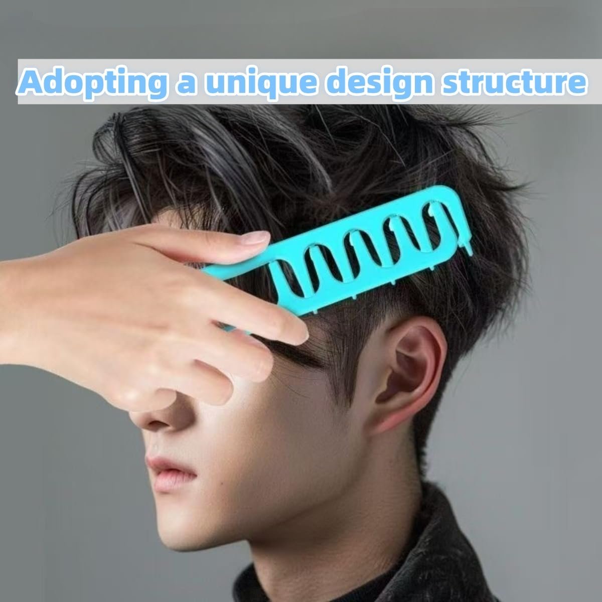 Voluminous Wide-Toothed Hair Comb for Men | Fluffy Texture, ABS Plastic with Textured Grip | Dual-Purpose Fine & Wide Teeth - görsel 7
