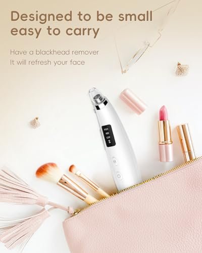 Rechargeable Blackhead Vacuum Pore Cleaner - 5 Attachments & 3 Suction Levels for Deep Facial Cleansing, USB-Powered Blackhead Remover for Women and Men (White) Avelisse