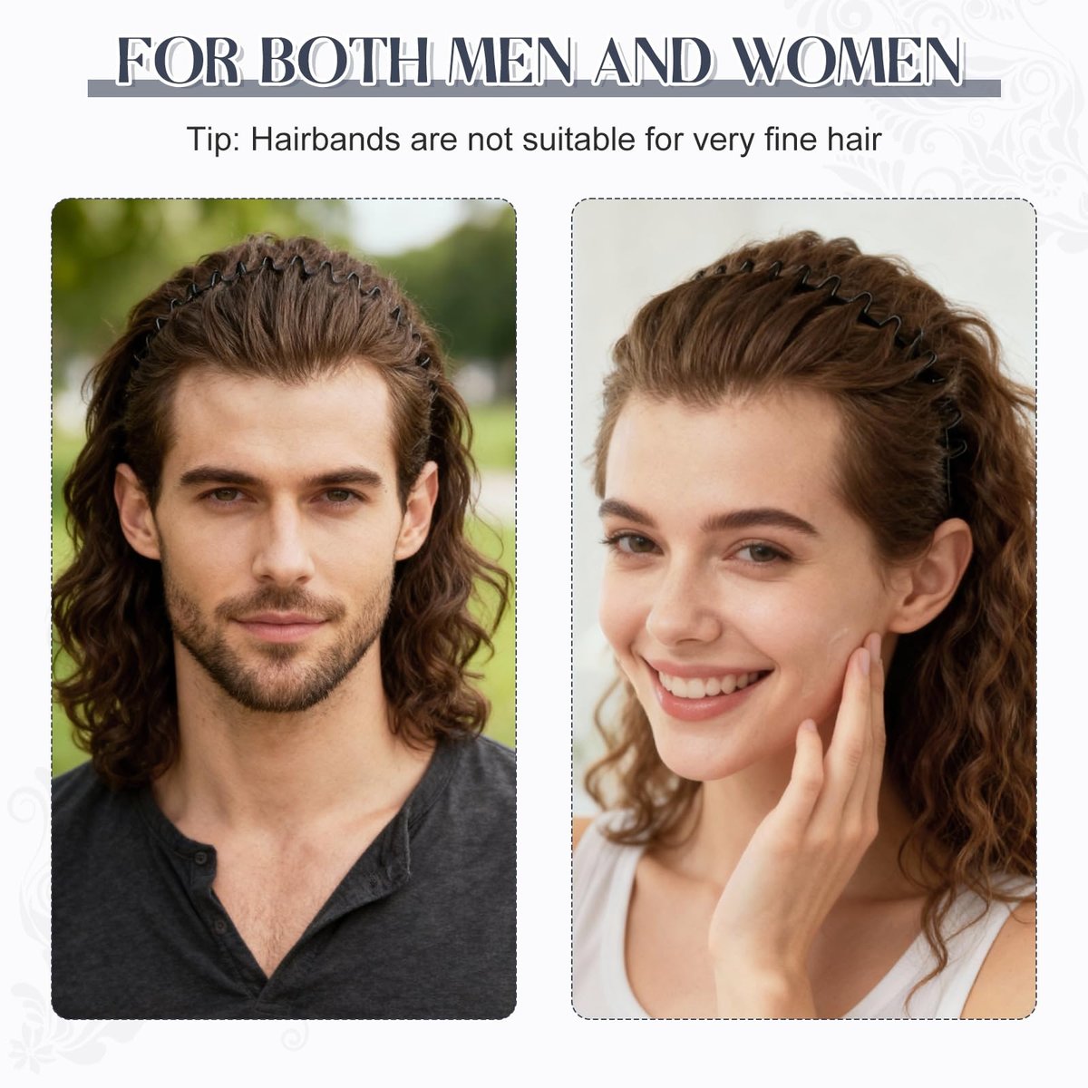 ZASZO 2 Pack Metal Hair Band – Fashion Wavy Spring Headband for Men & Women – Elastic Non-Slip Metal Hair Hoop for Daily Use & Sports - görsel 5