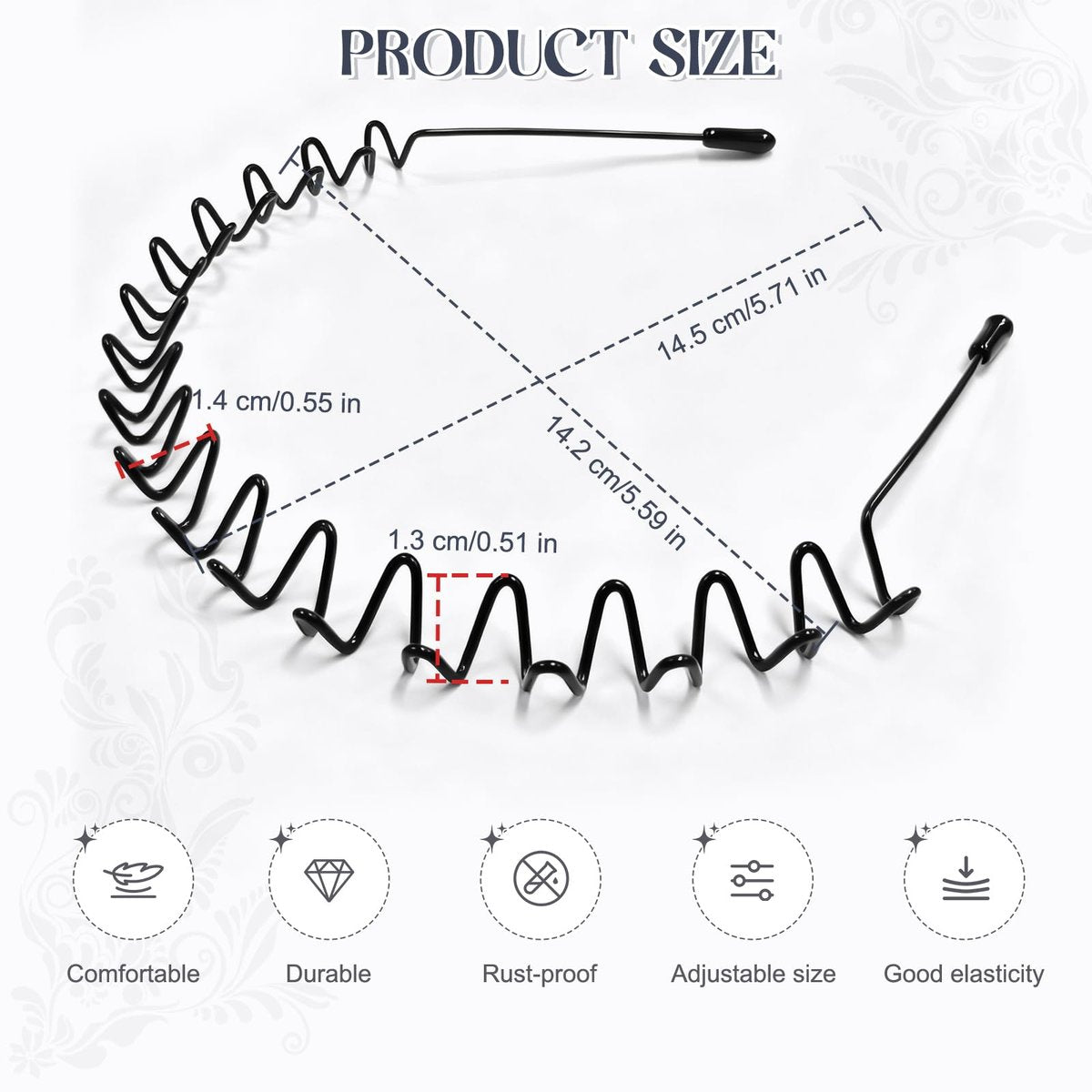 ZASZO 2 Pack Metal Hair Band – Fashion Wavy Spring Headband for Men & Women – Elastic Non-Slip Metal Hair Hoop for Daily Use & Sports - görsel 3