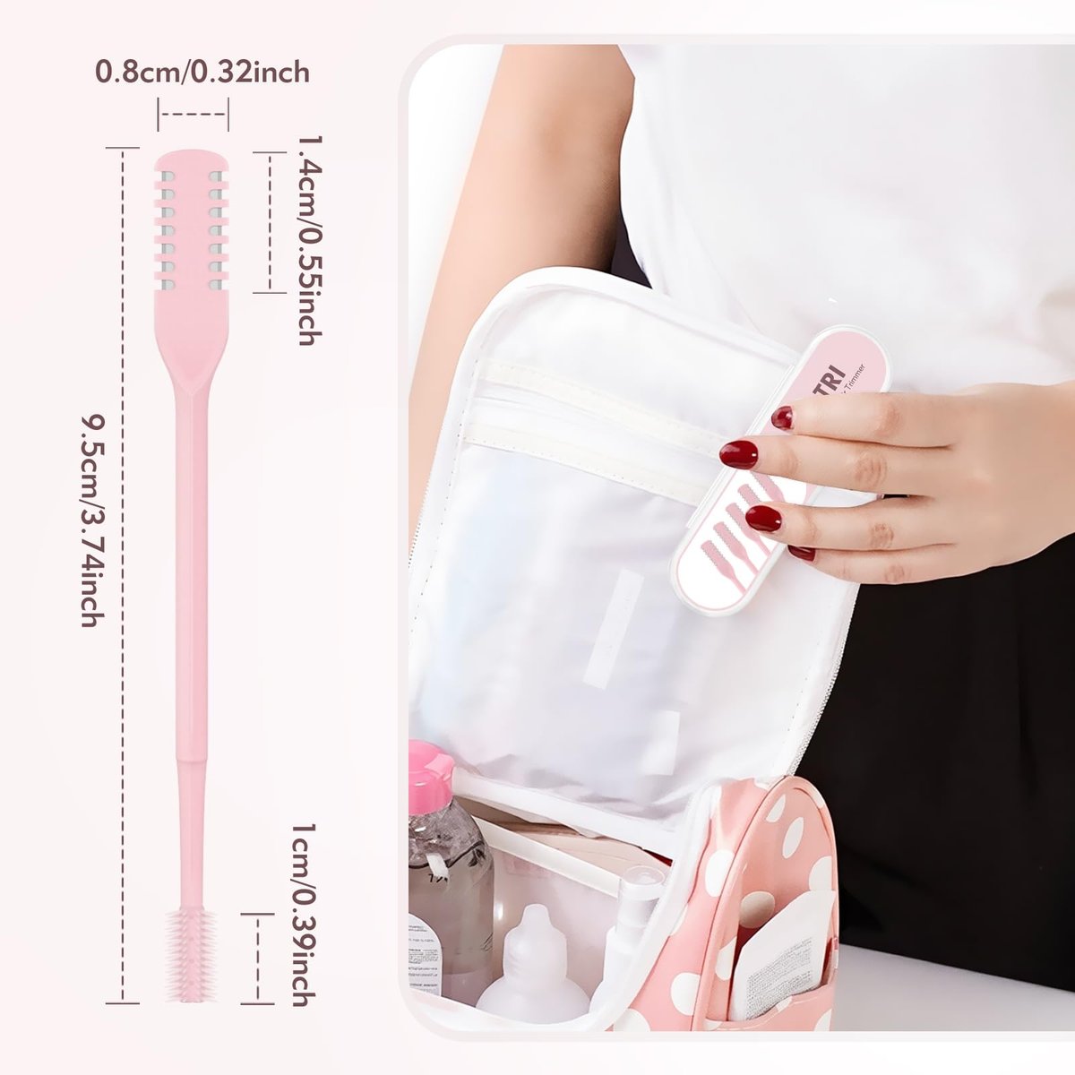 FLATRI 5-Pack 2-in-1 Nasal Hair Cutter - 360° Rotating Nose Hair Trimmer, Double-Sided Portable Manual Trimmer for Women and Men (Pink) - görsel 13