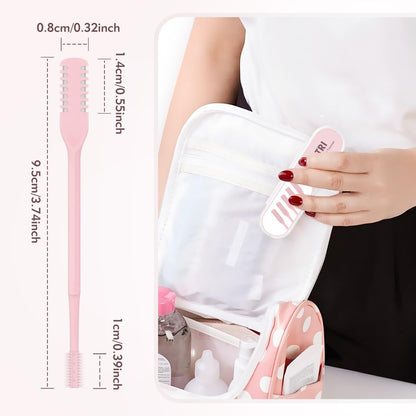 FLATRI 5-Pack 2-in-1 Nasal Hair Cutter - 360° Rotating Nose Hair Trimmer, Double-Sided Portable Manual Trimmer for Women and Men (Pink)