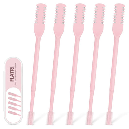 FLATRI 5-Pack 2-in-1 Nasal Hair Cutter - 360° Rotating Nose Hair Trimmer, Double-Sided Portable Manual Trimmer for Women and Men (Pink)