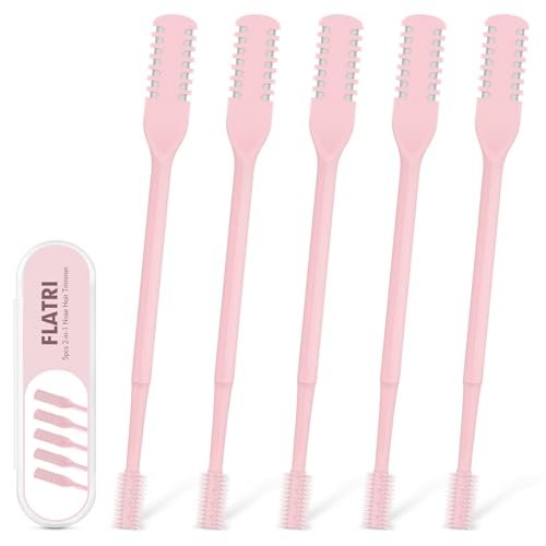 FLATRI 5-Pack 2-in-1 Nasal Hair Cutter - 360° Rotating Nose Hair Trimmer, Double-Sided Portable Manual Trimmer for Women and Men (Pink) - görsel 2