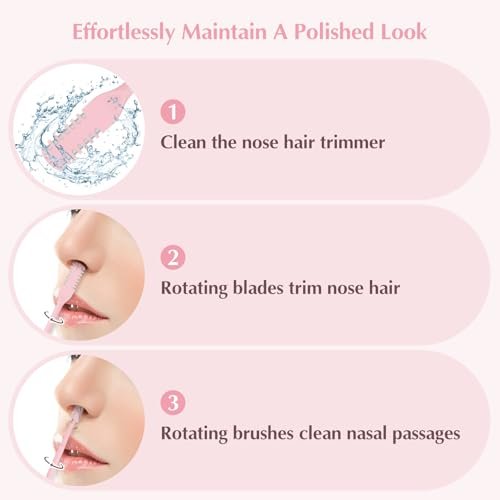 FLATRI 5-Pack 2-in-1 Nasal Hair Cutter - 360° Rotating Nose Hair Trimmer, Double-Sided Portable Manual Trimmer for Women and Men (Pink) - görsel 12