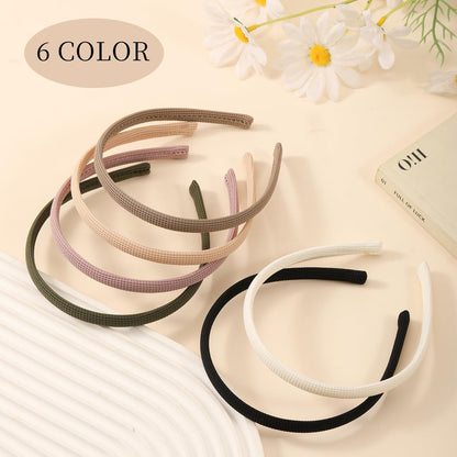 Interesse 6 PCS Thin Headbands for Women Girls, No Pressure Skinny Headbands, Non Slip Comfortable Soft Fabric Headbands, Cute Hair Accessories for Makeup Washing Face (Natural Color)