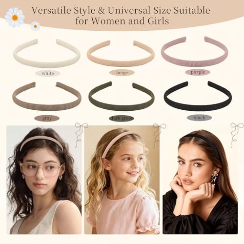 Interesse 6 PCS Thin Headbands for Women Girls, No Pressure Skinny Headbands, Non Slip Comfortable Soft Fabric Headbands, Cute Hair Accessories for Makeup Washing Face (Natural Color) - görsel 10