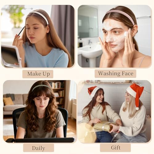 Interesse 6 PCS Thin Headbands for Women Girls, No Pressure Skinny Headbands, Non Slip Comfortable Soft Fabric Headbands, Cute Hair Accessories for Makeup Washing Face (Natural Color) - görsel 12