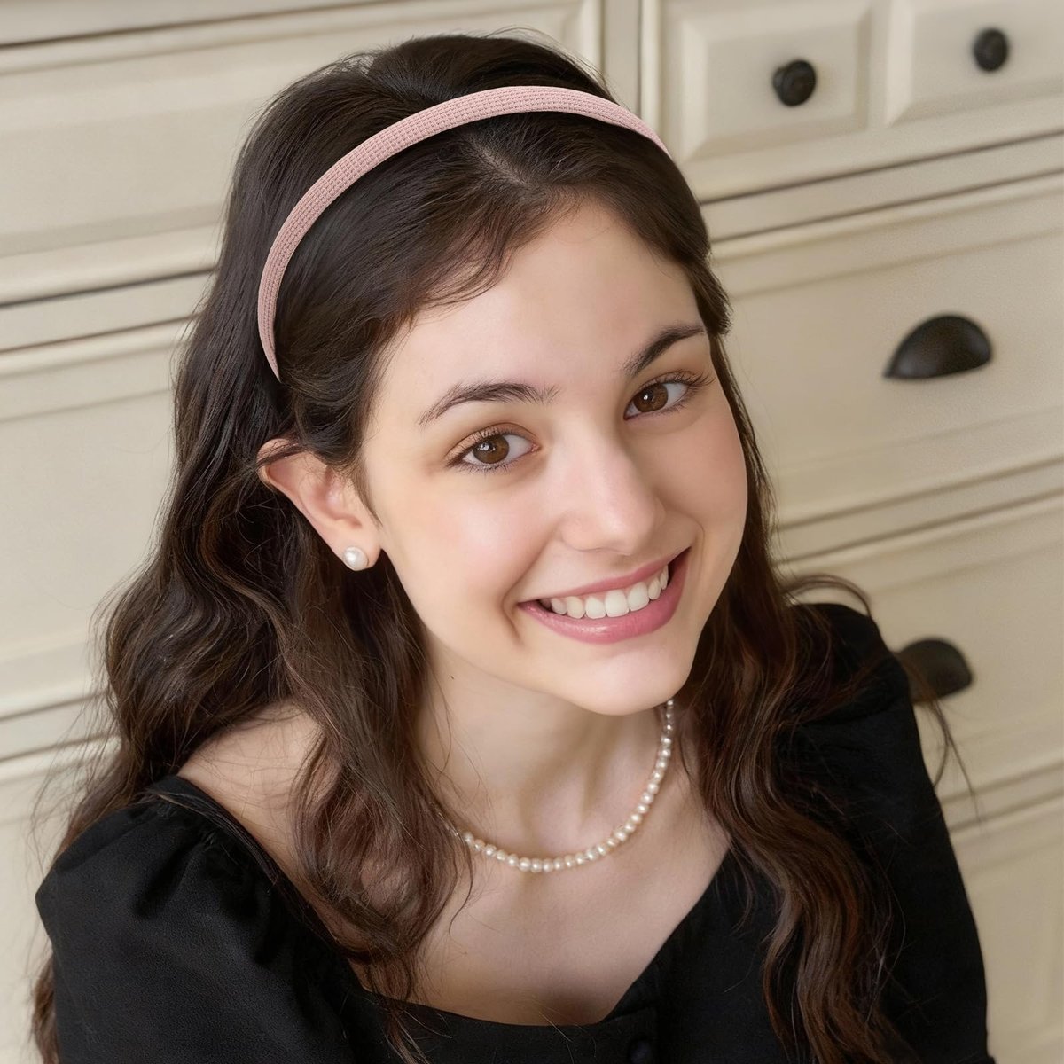 Interesse 6 PCS Thin Headbands for Women Girls, No Pressure Skinny Headbands, Non Slip Comfortable Soft Fabric Headbands, Cute Hair Accessories for Makeup Washing Face (Natural Color) - görsel 5
