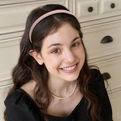 Interesse 6 PCS Thin Headbands for Women Girls, No Pressure Skinny Headbands, Non Slip Comfortable Soft Fabric Headbands, Cute Hair Accessories for Makeup Washing Face (Natural Color)