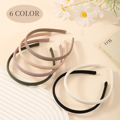Interesse 6 PCS Thin Headbands for Women Girls, No Pressure Skinny Headbands, Non Slip Comfortable Soft Fabric Headbands, Cute Hair Accessories for Makeup Washing Face (Natural Color) - görsel 14