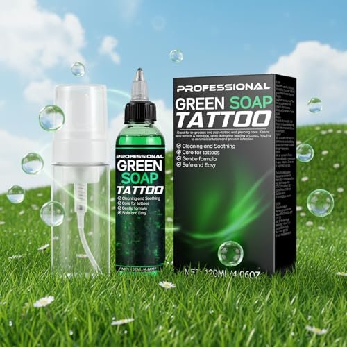 Vereclue Green Soap Tattoo (4OZ) - Concentrated Tattoo Soap with Foaming Bottle 120ml, Wash Cleaning Supplies for Tattoos Piercings, Clean Skin Equipment - görsel 14
