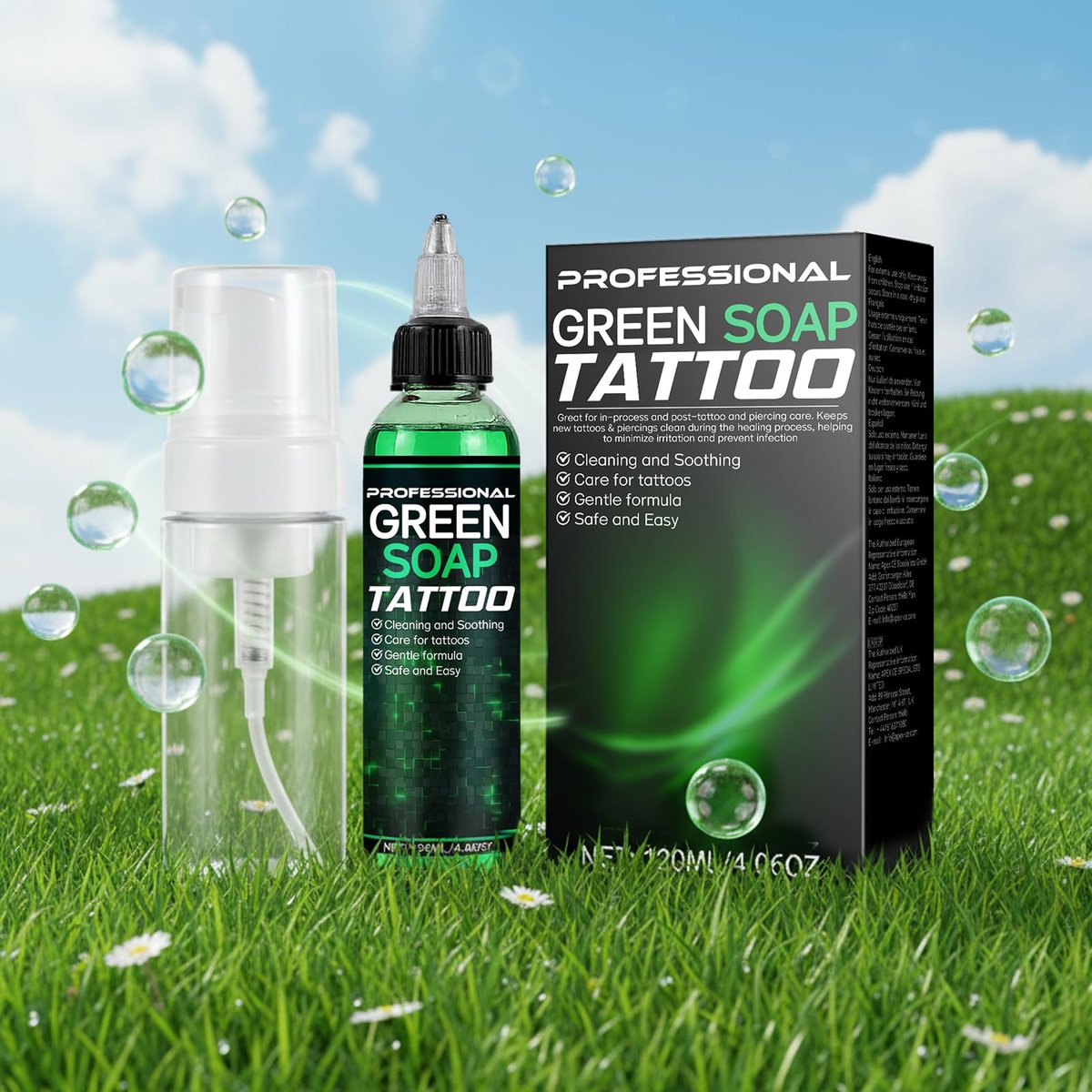 Vereclue Green Soap Tattoo (4OZ) - Concentrated Tattoo Soap with Foaming Bottle 120ml, Wash Cleaning Supplies for Tattoos Piercings, Clean Skin Equipment - görsel 13