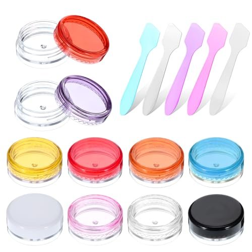 10 Pcs 2g Mini Travel Jars with Lids – Refillable Clear Sample Containers for Creams, Toiletries, and Makeup Samples with Mini Spatulas Avelisse