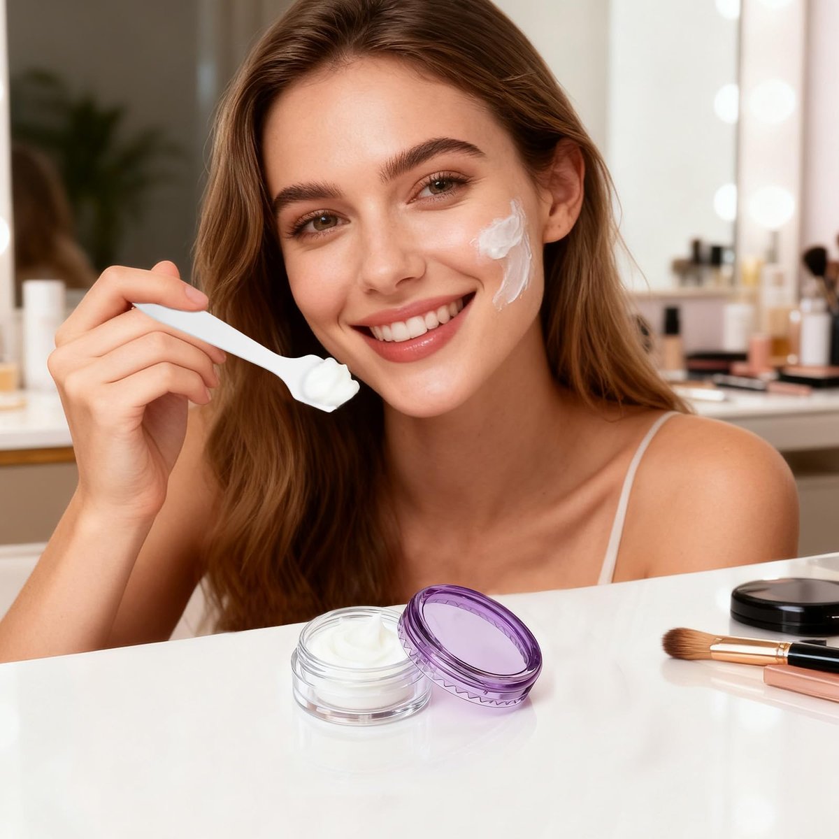 10 Pcs 2g Mini Travel Jars with Lids – Refillable Clear Sample Containers for Creams, Toiletries, and Makeup Samples with Mini Spatulas Avelisse