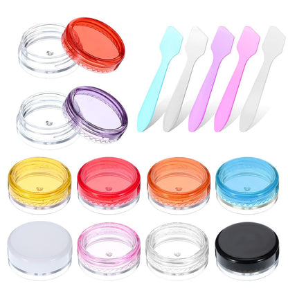 10 Pcs 2g Mini Travel Jars with Lids – Refillable Clear Sample Containers for Creams, Toiletries, and Makeup Samples with Mini Spatulas Avelisse