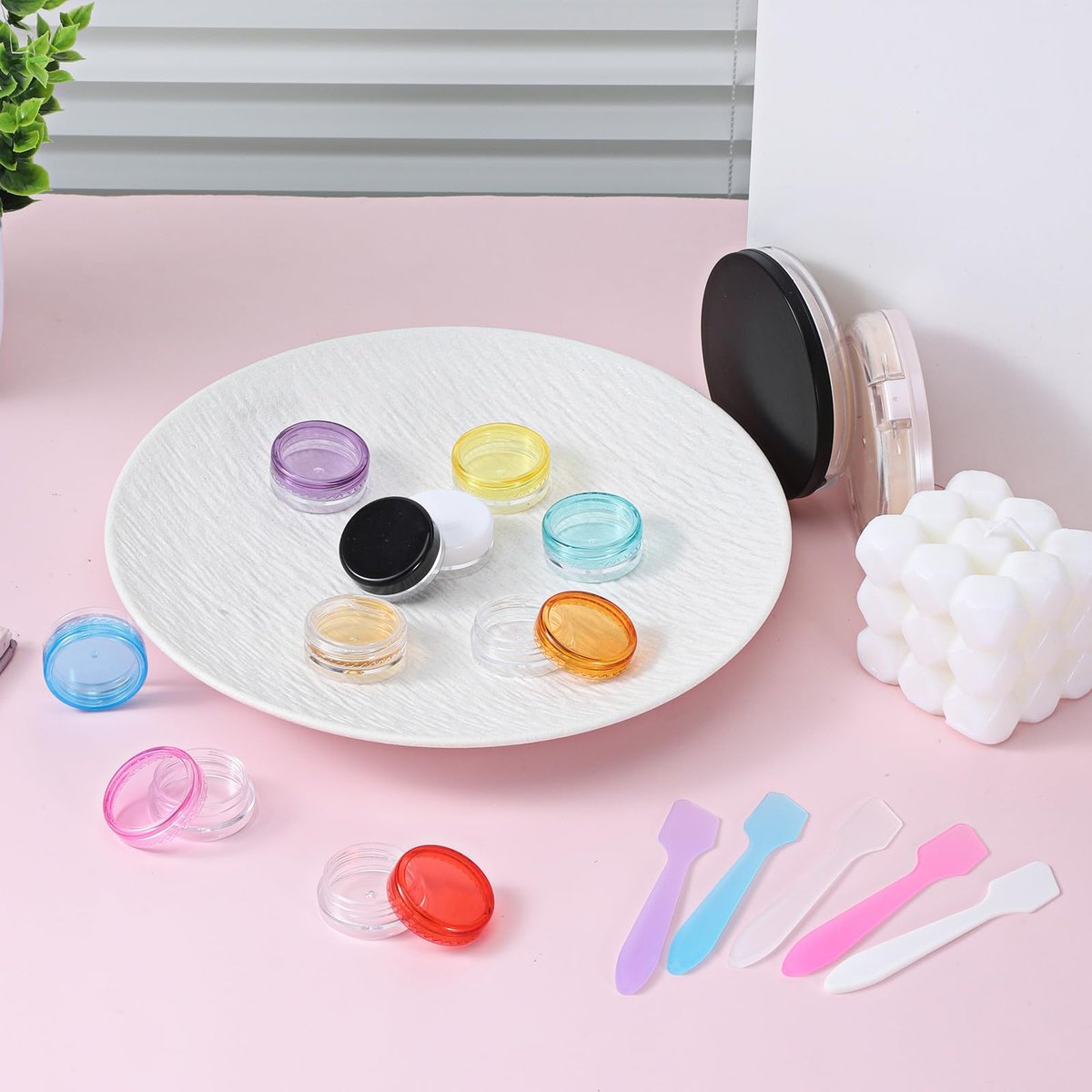 10 Pcs 2g Mini Travel Jars with Lids – Refillable Clear Sample Containers for Creams, Toiletries, and Makeup Samples with Mini Spatulas Avelisse