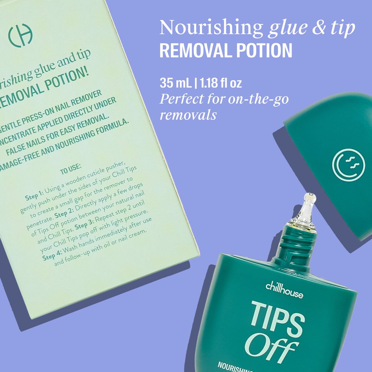 Chillhouse Tips Off Nail Glue Remover – Gentle Press-On Nail Removal with Safflower, Jojoba & Orange Peel Oil – Women-Owned Beauty & Self Care – 1.18 fl oz - görsel 5