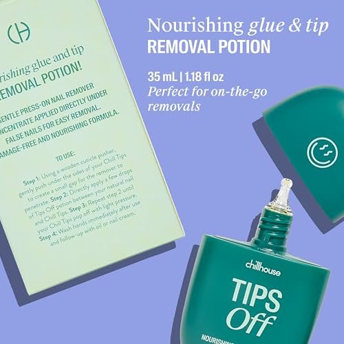 Chillhouse Tips Off Nail Glue Remover – Gentle Press-On Nail Removal with Safflower, Jojoba & Orange Peel Oil – Women-Owned Beauty & Self Care – 1.18 fl oz - görsel 6