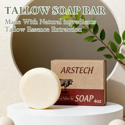 Beef Tallow Soap Bar - Natural Grass Fed Tallow Soap for Face & Body, Moisturizing Hand and Bath Soap, Gentle Formula from Inner Mongolia Grassland (4 oz) Avelisse