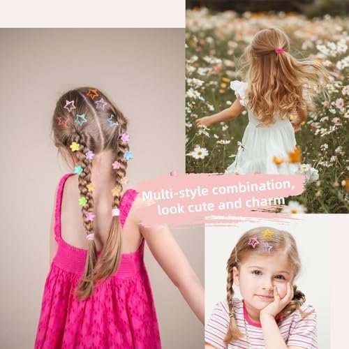 1256 Pcs Hair Accessories for Girls – Ponytail Holders, Toddler Hair Ties with Mini Hair Clips & Star Hair Clips - görsel 8