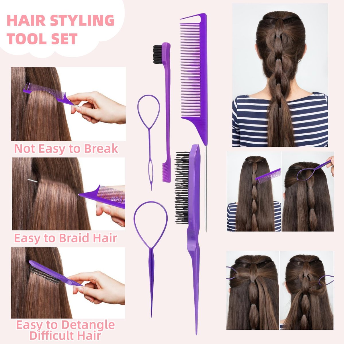 1256 Pcs Hair Accessories for Girls – Ponytail Holders, Toddler Hair Ties with Mini Hair Clips & Star Hair Clips - görsel 11