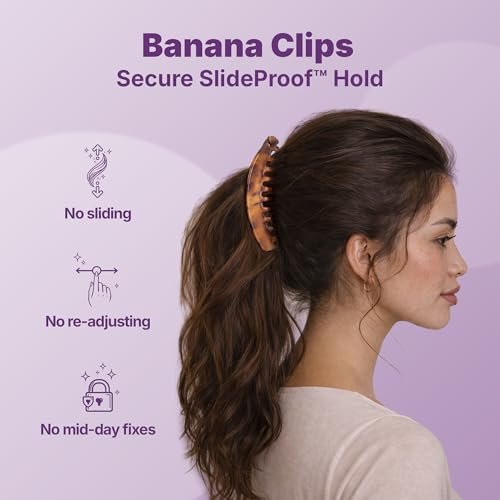 Goody Large Banana Clip Set - Black and Tortoiseshell, 2 Count - Secure, No Crease Hair Clips for All Hair Types - görsel 4