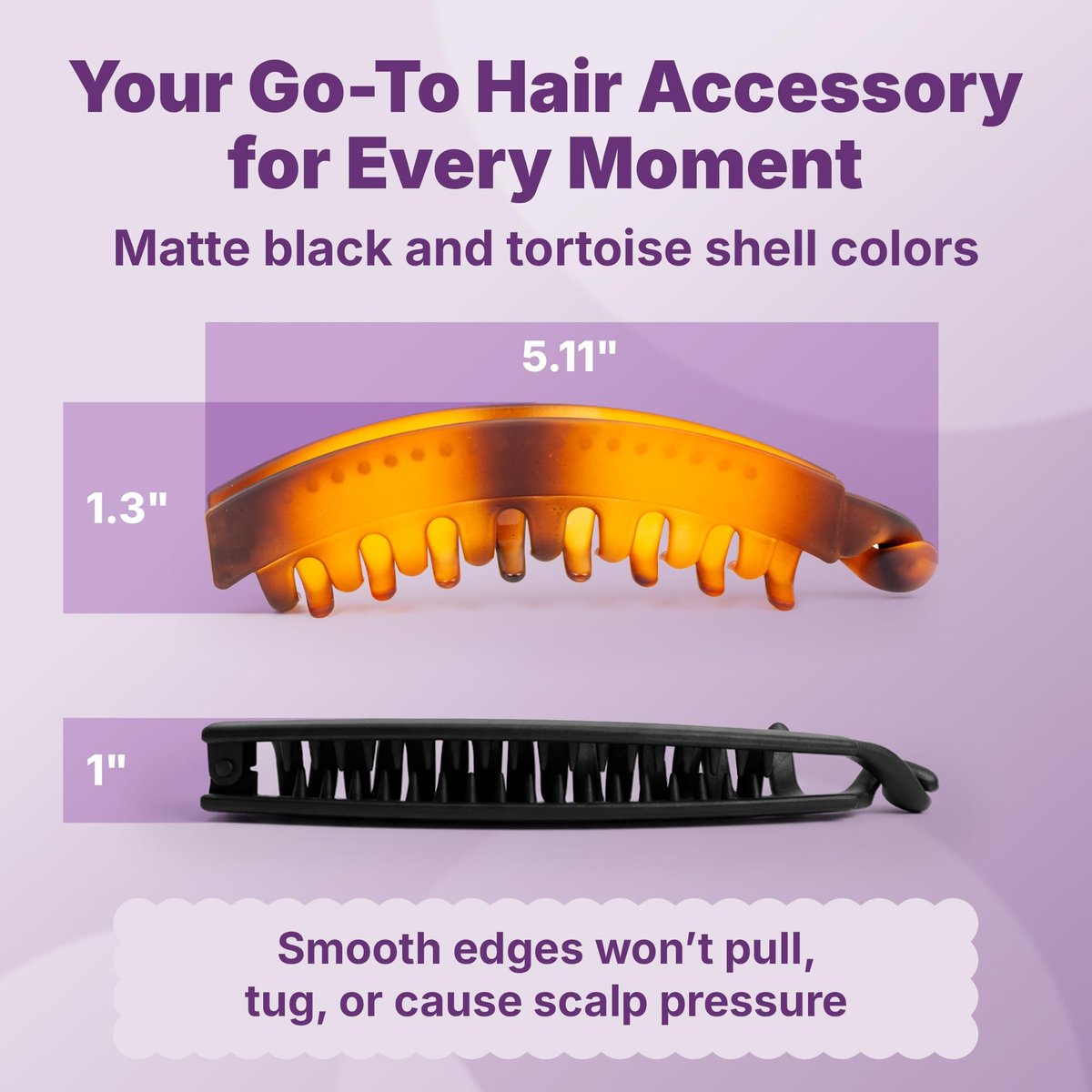 Goody Large Banana Clip Set - Black and Tortoiseshell, 2 Count - Secure, No Crease Hair Clips for All Hair Types - görsel 13