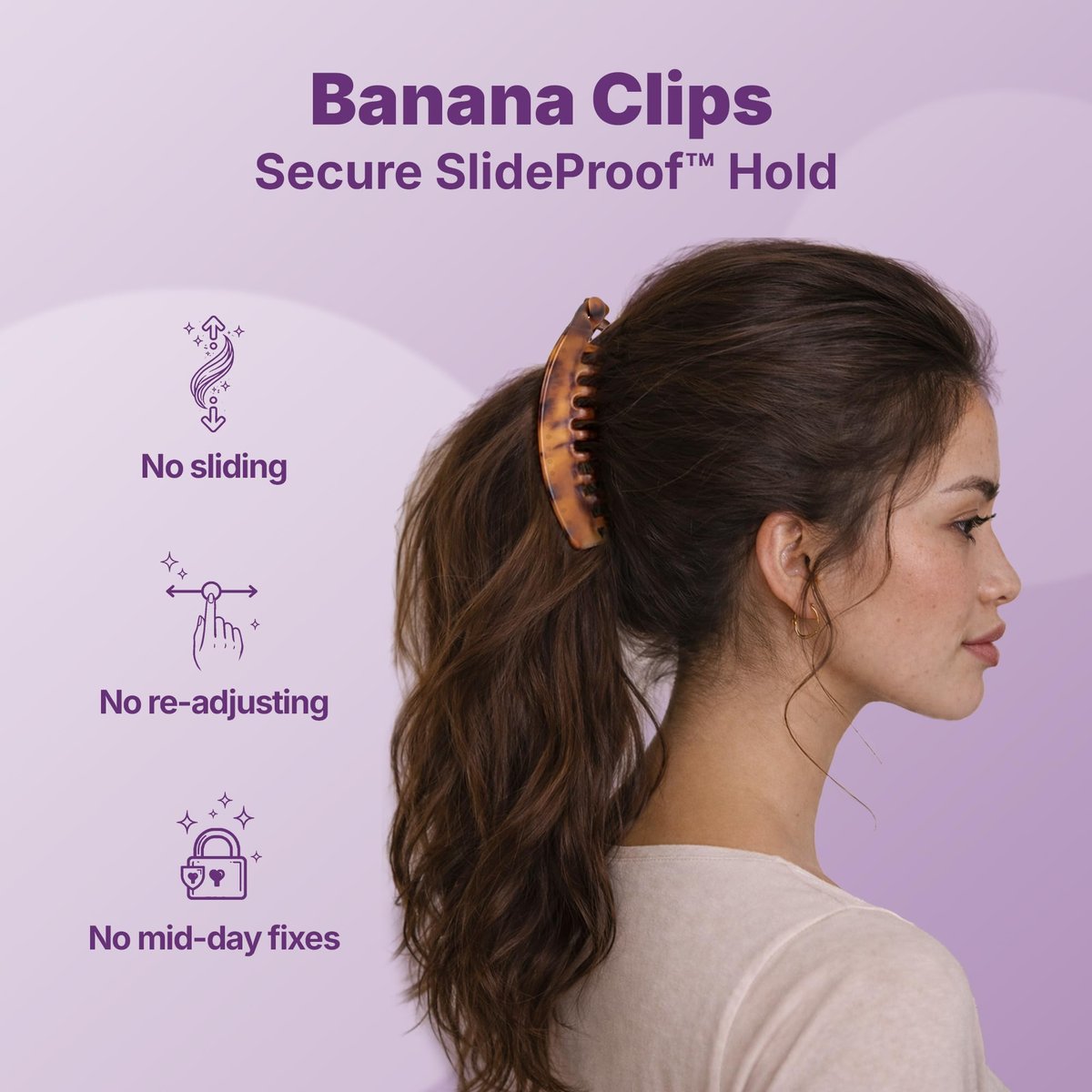 Goody Large Banana Clip Set - Black and Tortoiseshell, 2 Count - Secure, No Crease Hair Clips for All Hair Types - görsel 3