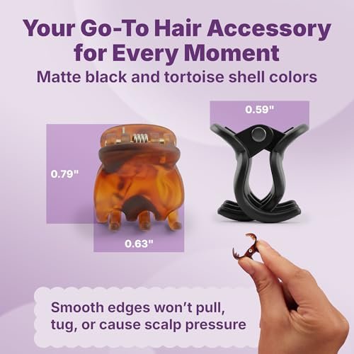 Goody SlideProof Mini Claw Clips – Secure Grip Small Hair Clips for Fine Hair, Black and Tortoiseshell, 16 Count - görsel 12