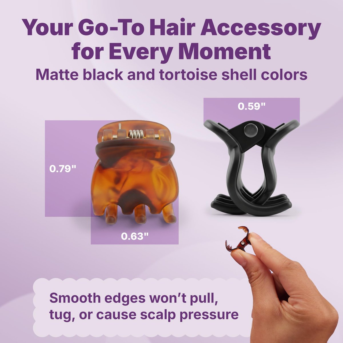 Goody SlideProof Mini Claw Clips – Secure Grip Small Hair Clips for Fine Hair, Black and Tortoiseshell, 16 Count - görsel 11